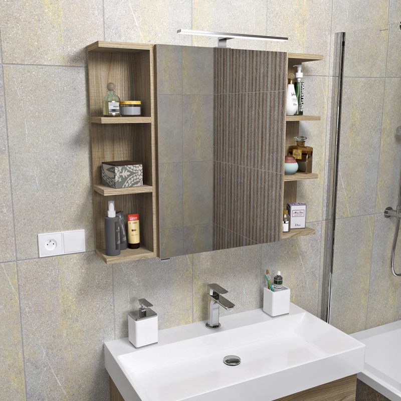 RIWA galerka s LED osvětlením, 60x70x17cm, bílá lesk RIW060-0030