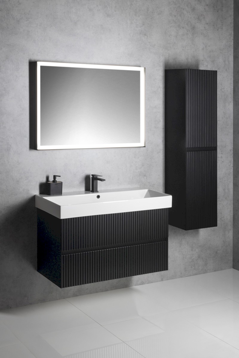 SORT zrcadlo s LED osvětlením 100x70cm, černá mat ST100