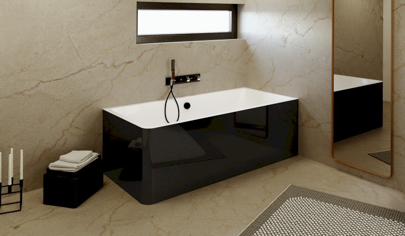 MARLENE CURVE R MONOLITH obdélníková vana 175x75x63cm, bílá/černá 72034MCRB