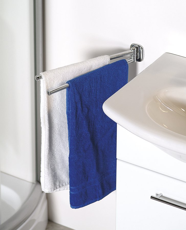 RUMBA dvojitý držák ručníků otočný 450mm, chrom RB121