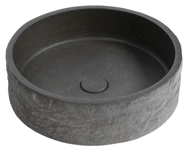ISPIR betonové umyvadlo včetně výpusti, 40cm, černý granit AR476