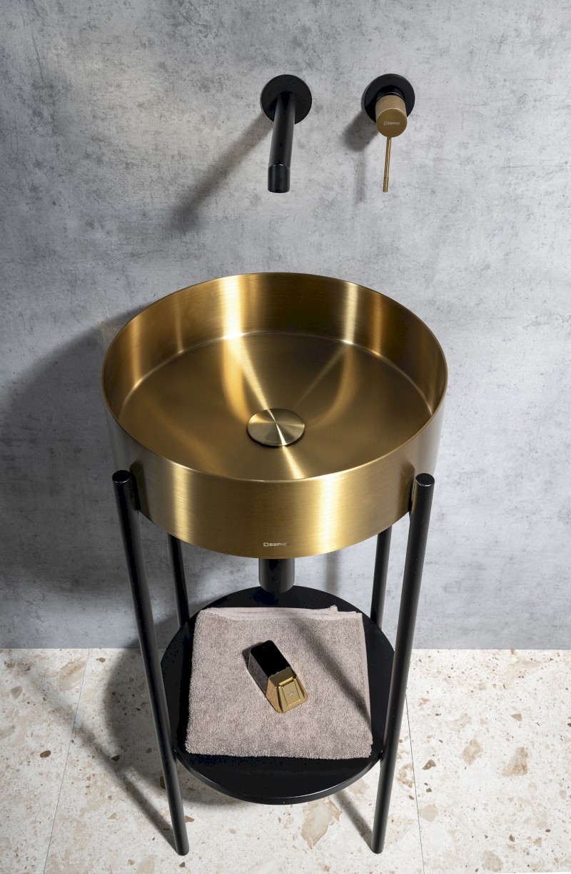 PUNO podstavec pod kulatá umyvadla 375x830x448xmm, černá SKA380-2