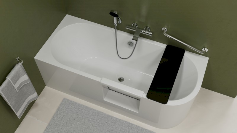 PORTAS L asymetrická vana s dvířky, 180x75x60cm, bílá 75551