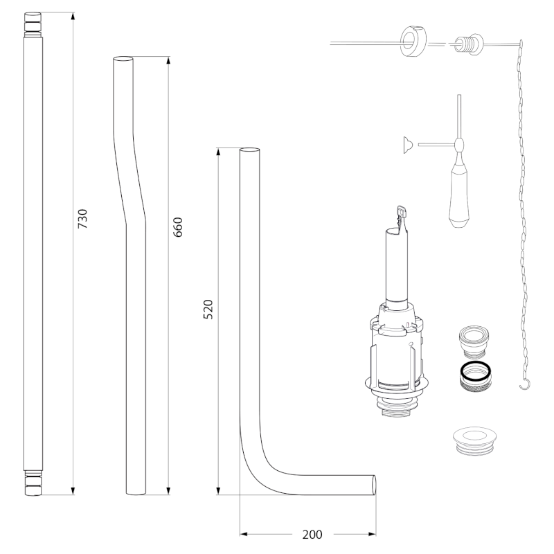 CLASSIC splachovací mechanismus, chrom BOCR