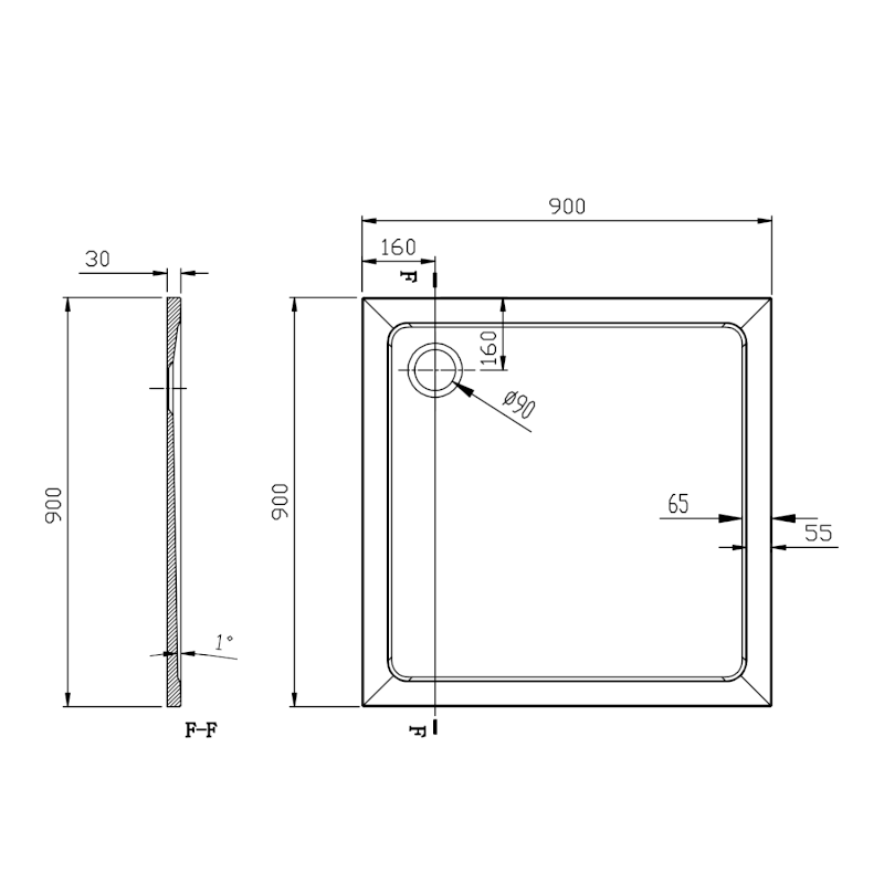 TECMI sprchová vanička z litého mramoru, čtverec 90x90cm, bílá PQ009