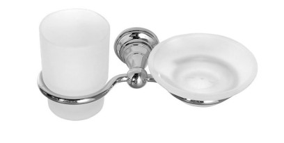 DIAMOND držák kartáčků s mýdlenkou, mléčné sklo, chrom 1317-04