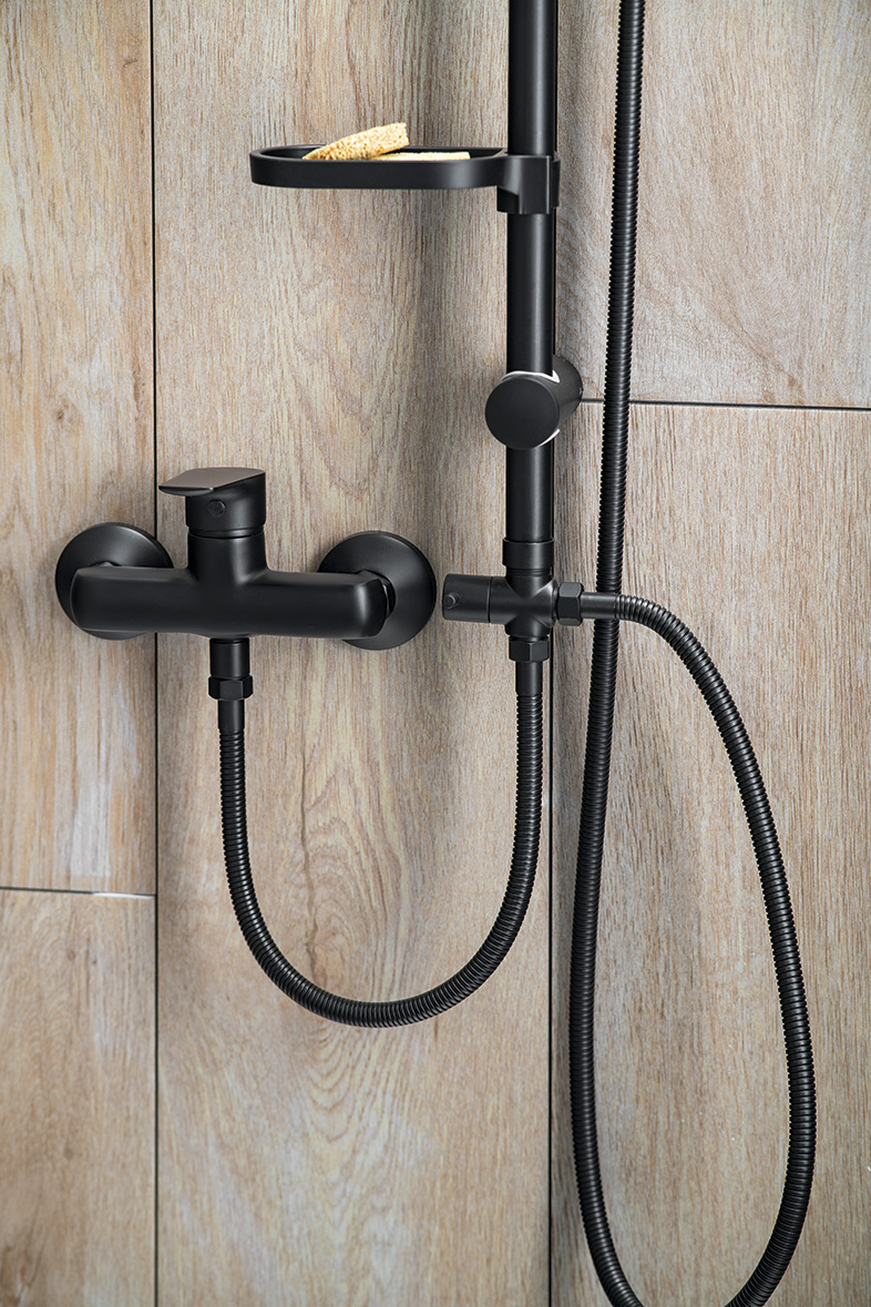 KERA sprchový sloup s napojením na baterii, černá mat SL435