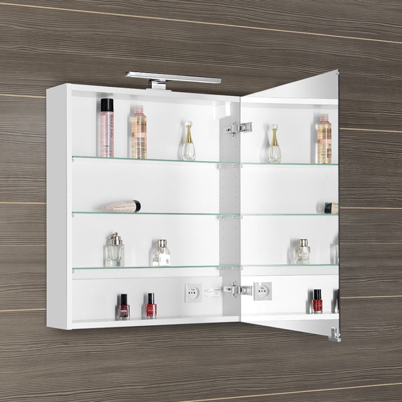 MIRRÓ galerka s LED osvětlením, 60x70x16cm, levá/pravá, bílá MC060-0030