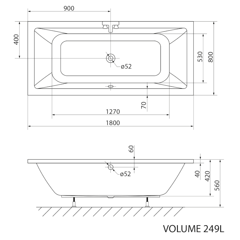 NISA obdélníková vana 180x80x42cm, bílá A1880