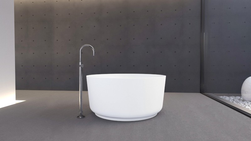 ESTATIS volně stojící vana litý mramor ø110x51cm, bílá mat 93868