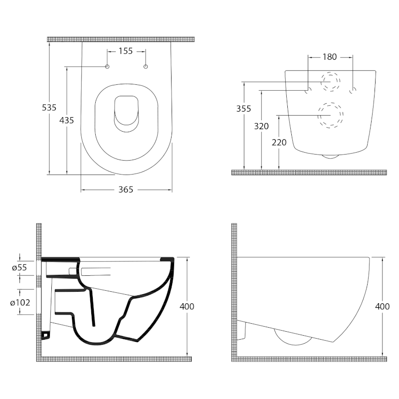INFINITY závěsná WC mísa, Vortex Rimless, 36,5x53cm, bílá 10NF02003