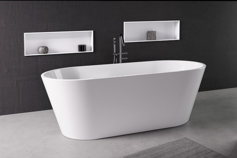 INSERTA zapuštěná police do obkladu, 810x270mm, litý mramor, bílá 1301-82