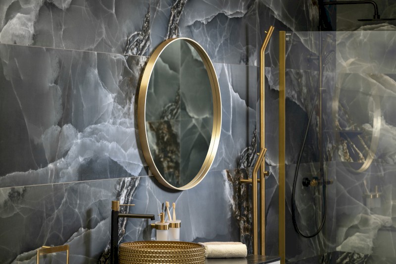 NOTION kulaté zrcadlo v rámu ø 60cm, zlato mat NT600G