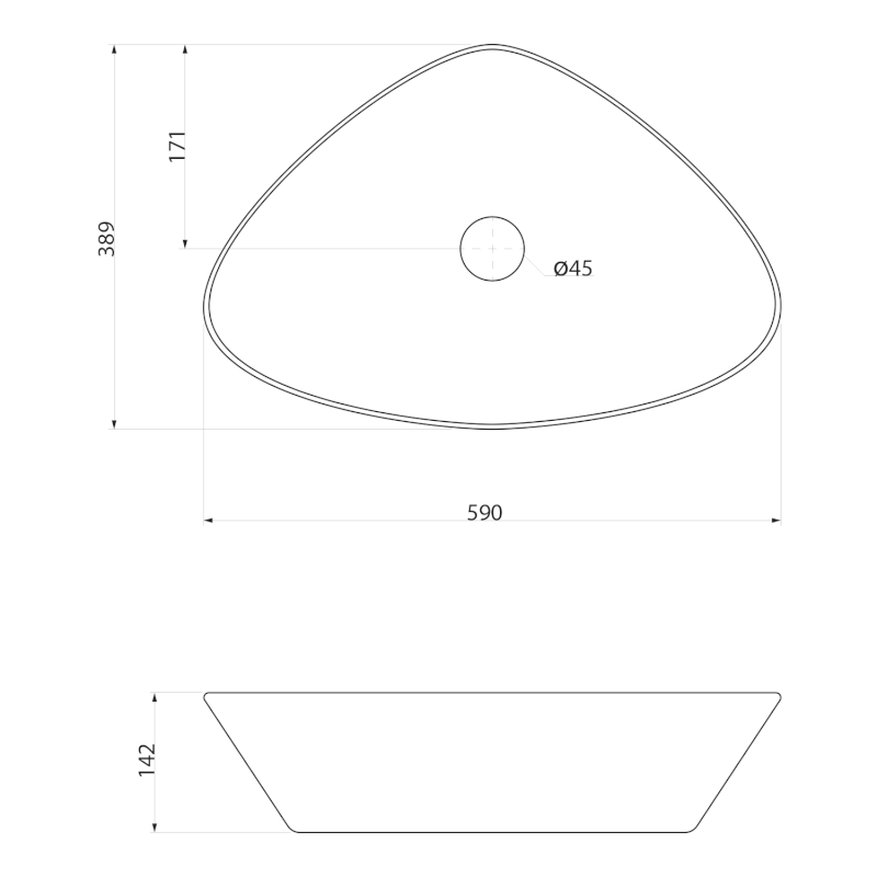 TERUEL keramické umyvadlo na desku 59x39 cm, bílá BH7007