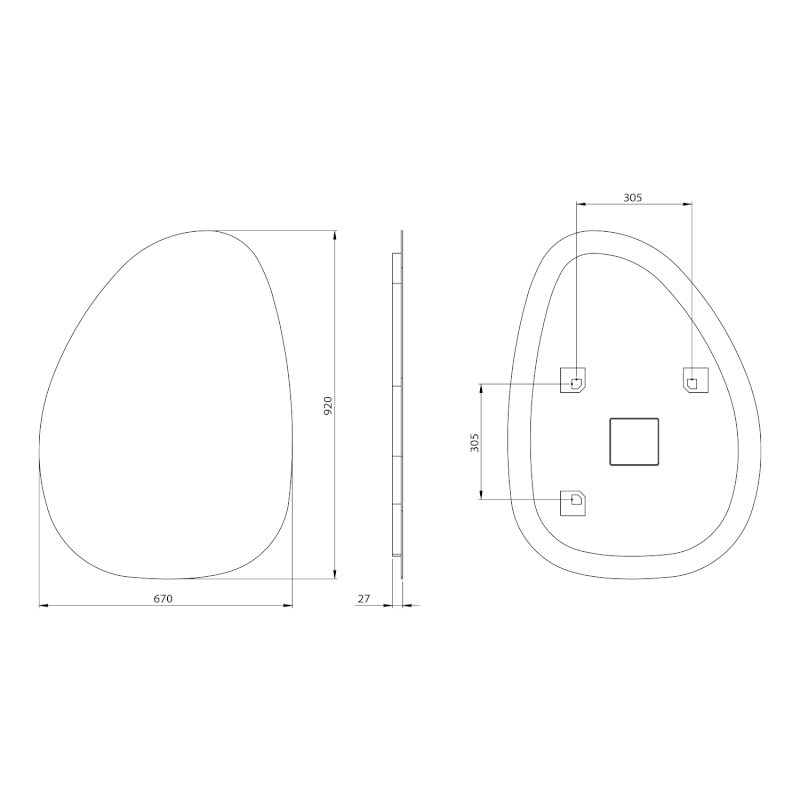 STEN zrcadlo s LED podsvícením 67x92cm NA372