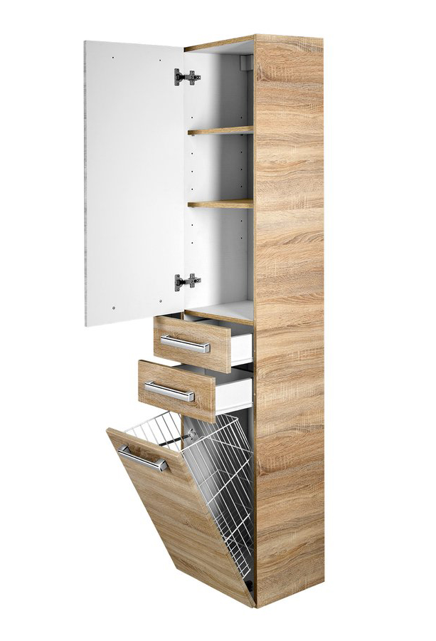 VEGA skříňka vysoká s košem, 40x184x31cm, dub platin VG980