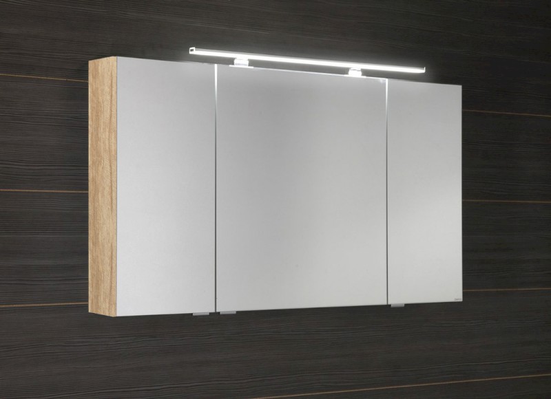MIRRÓ galerka s LED osvětlením, 3x dvířka, 120x70x16cm, dub alabama MC121-0022