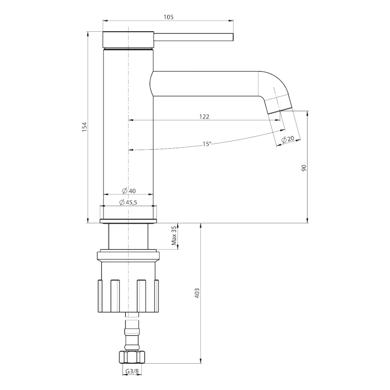 KAJA stojánková umyvadlová baterie, chrom HJ002
