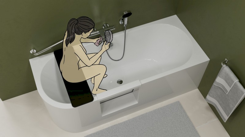 PORTAS R asymetrická vana s dvířky, 180x75x60cm, bílá 75561