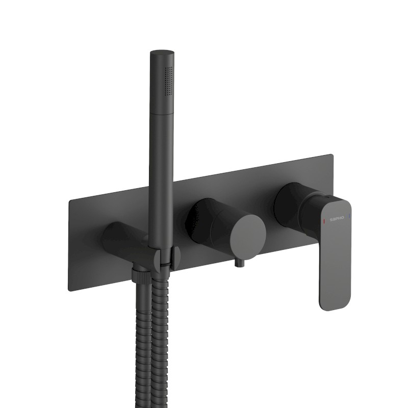 SPY podomítková sprchová/vanová baterie s ruční sprchou, 3 výstupy, černá mat PY53/15