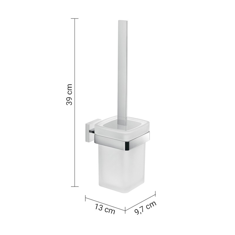 ELBA WC štětka závěsná, mléčné sklo, chrom A033313