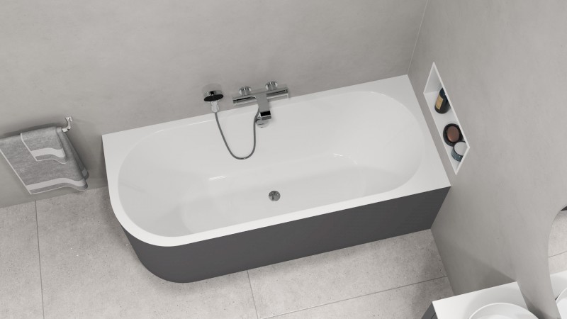 VIVA R MONOLITH asymetrická vana 170x75x60cm, bílá/carina 78119M.41