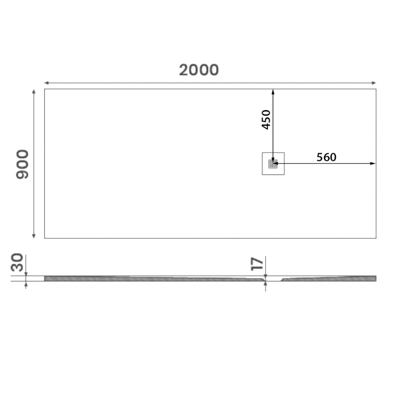 MITIA sprchová vanička z litého mramoru, obdélník 200x90cm, černá PMC20090
