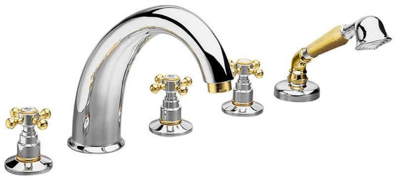 ANTEA pětiprvková baterie na okraj vany, chrom/zlato 3312