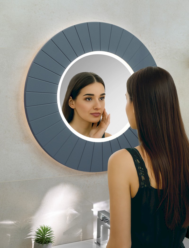 LUMIRO STRIP kulaté zrcadlo s LED osvětlením v rámu ø 75cm, siena LR750-4242S