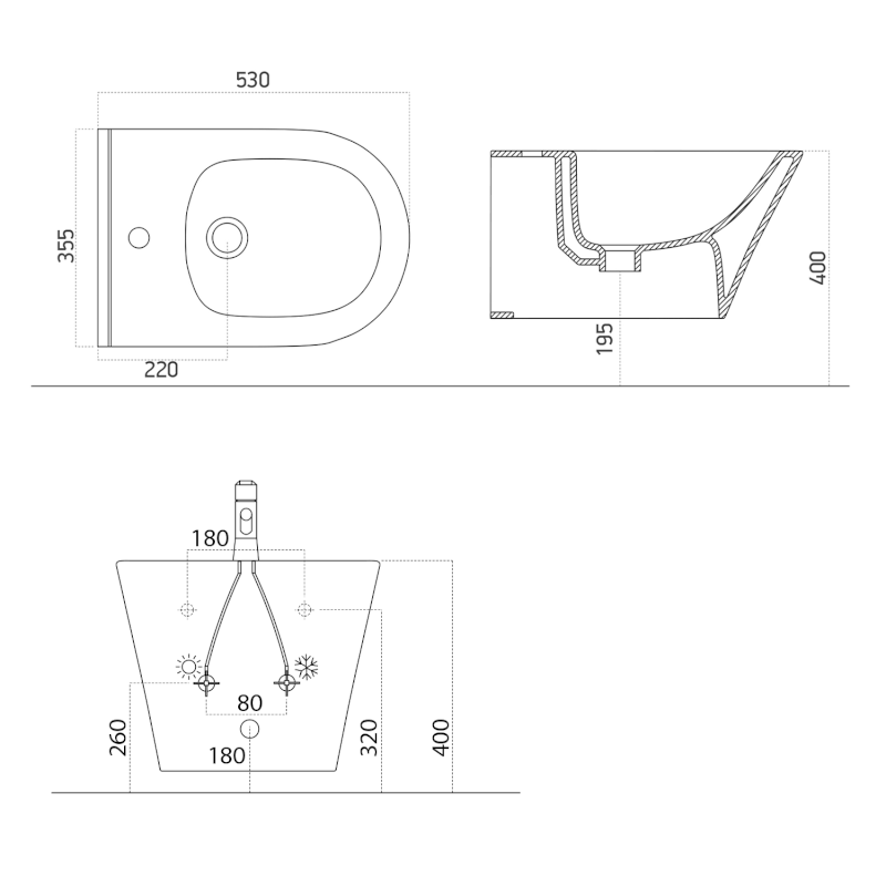 AVVA bidet závěsný 35,5x53 cm, černá mat 100324-110