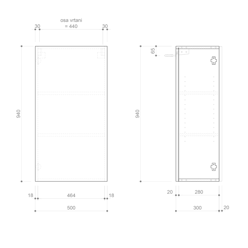 ESPACE skříňka 50x94x32cm, 1x dvířka, levá/pravá, jilm bardini ESC850-1313