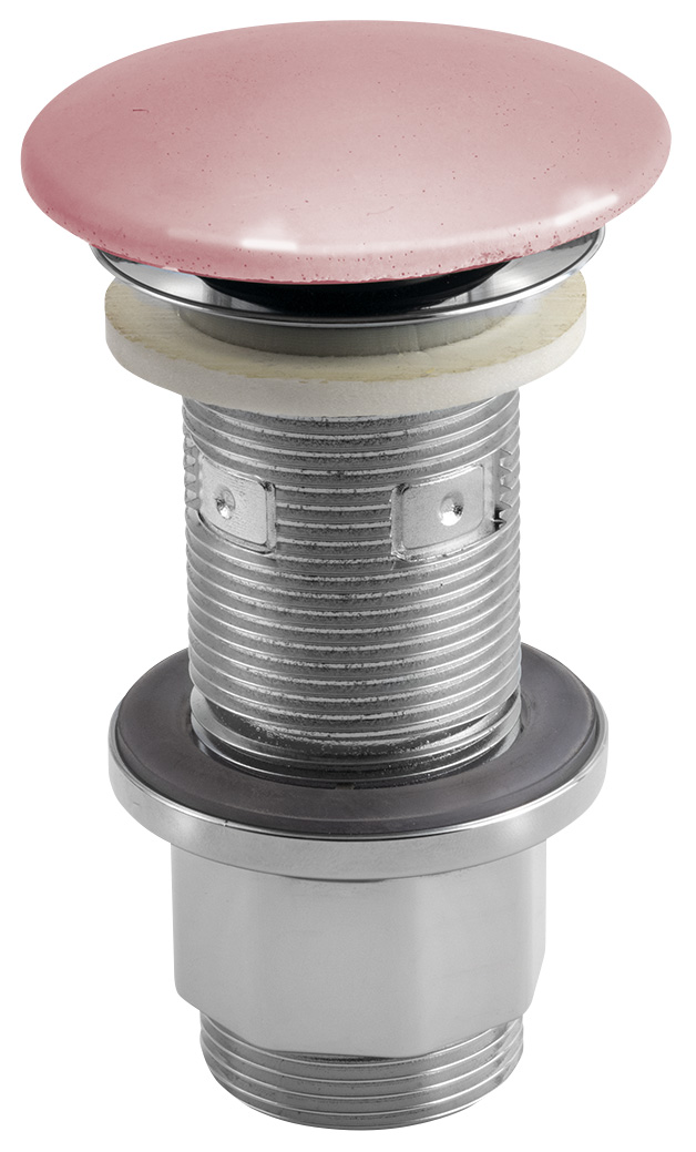 Umyvadlová výpust 5/4“, click-clack, betonová zátka, 10-80mm, růžová pololesk AS921