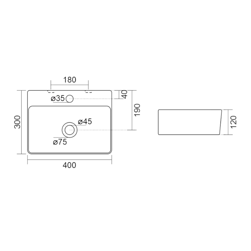 MERCY keramické umývátko 40x30cm, bílá NP422