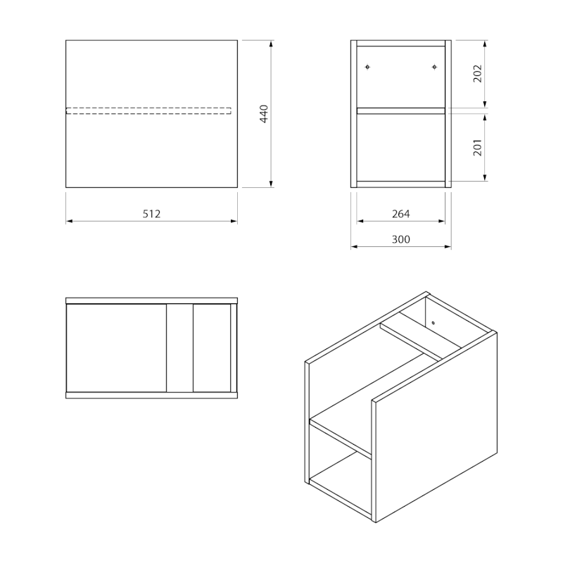 LOREA skříňka spodní policová 30x44x51,2cm, dub alabama LE025-2222