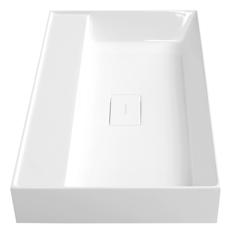 GODIVA umyvadlo, litý mramor, 68x44cm, bez otvoru, bílá GU068-0