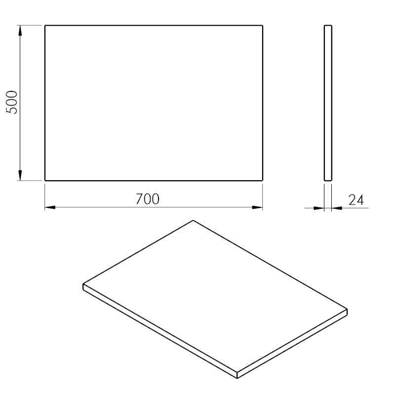 PLATO deska Rockstone 700x24x500mm, bílá mat PL070-0101