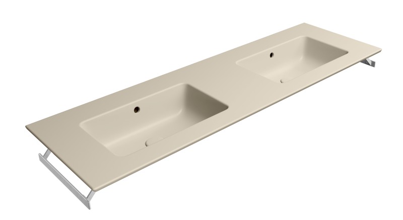 PURA keramické dvojumyvadlo Slim 142x46cm, bez otvoru, creta mat 8889008