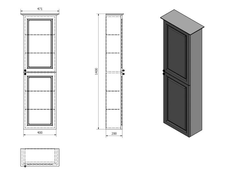 VIOLETA skříňka vysoká 40x140x20cm, pravá, bílá pololesk VI175-3131
