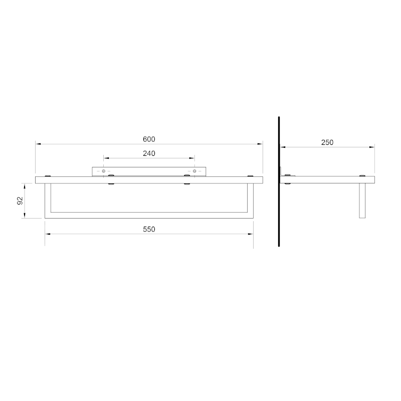 SKA polička na ručníky s hrazdou 600x250mm, bílá mat SKA385W