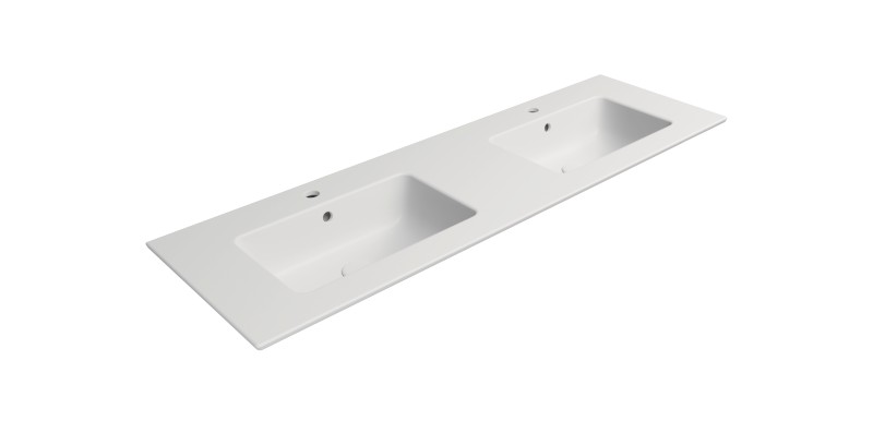 PURA keramické dvojumyvadlo Slim 142x46cm, bílá mat 8889109