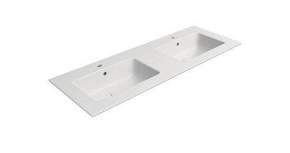 PURA keramické dvojumyvadlo Slim 122x46cm, bílá mat 8888109