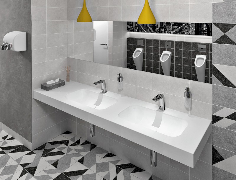 EMICO dvojumyvadlo, Rockstone, 220x50cm, límec L, pravé, bílá mat EM220-B2R-L