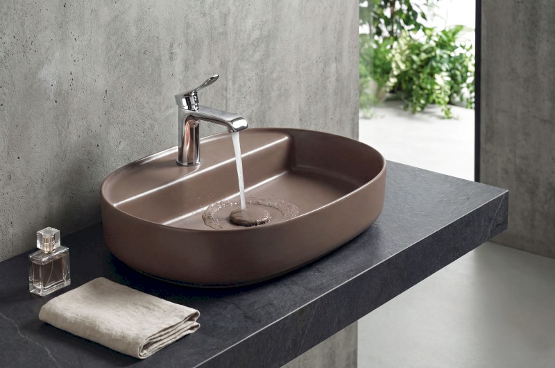 INFINITY OVAL keramické umyvadlo na desku, 60x40cm, taupe 10NF65060-2H