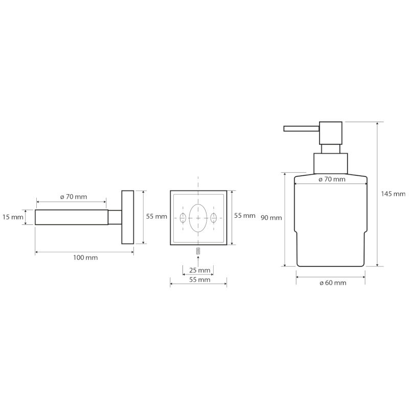 X-SQUARE dávkovač mýdla 200ml, mléčné sklo, chrom XQ101