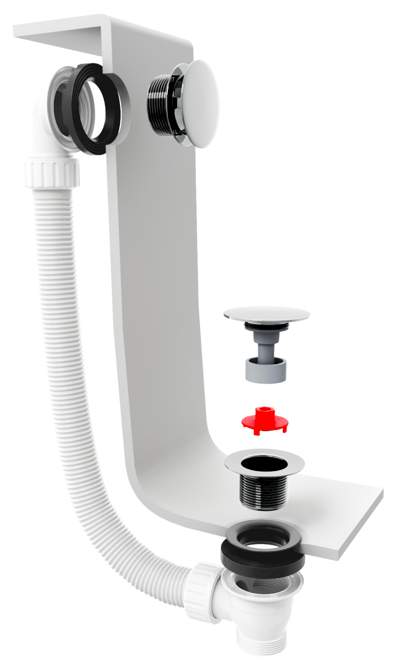 Vanová souprava, click-clack, délka 1200mm, zátka 72mm, černá mat 71858.21