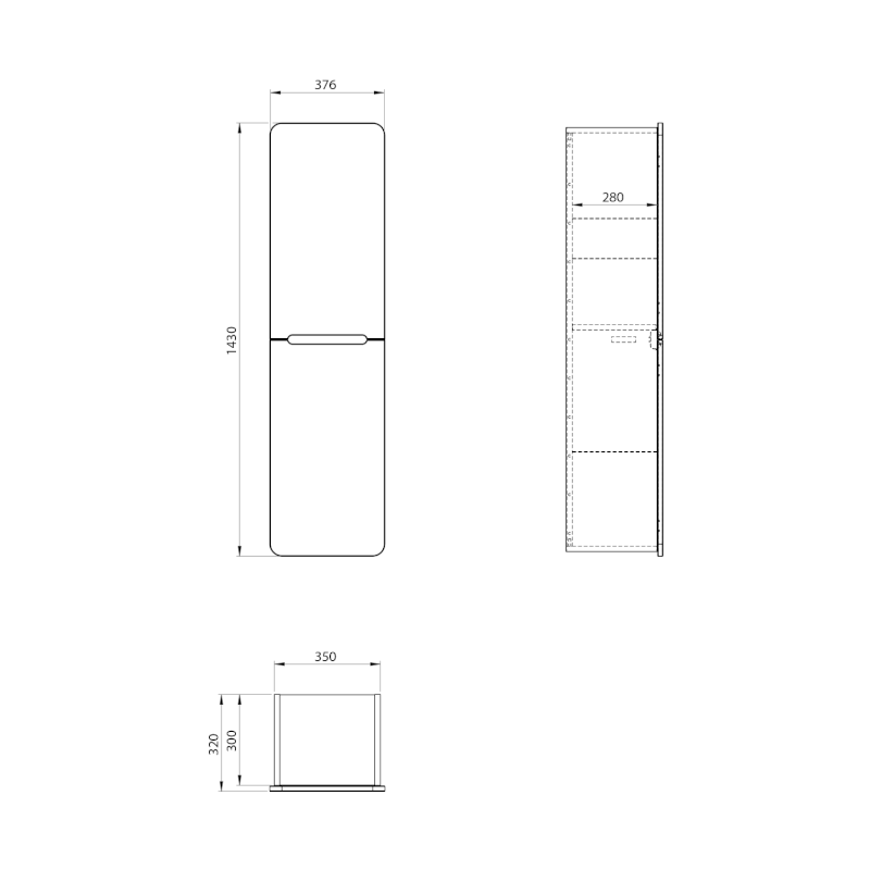 KERALA skříňka vysoká 38x143x32cm, 2x dvířka, levá/pravá, agila/antracit matný KR350-4334