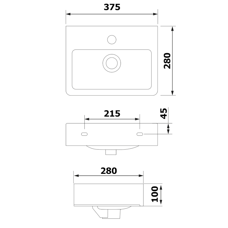NOAM keramické umývátko 37,5x28cm, bílá 201.129.0