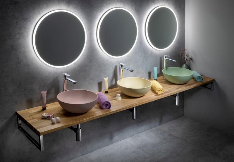 FORMIGO betonové umyvadlo na desku, Ø 39cm, růžová mat FG321