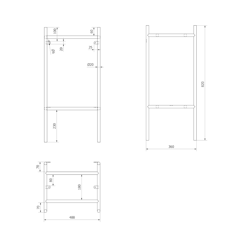 PUNO podstavec pod umyvadlo 400x820x360mm, zlato mat SKA570-5