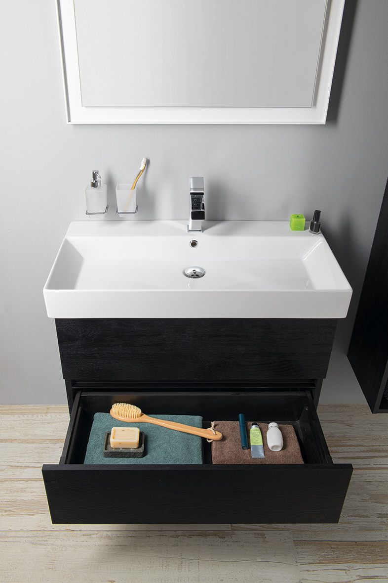 ODETTA umyvadlová skříňka 82x50x43,5cm, dub černý DT085-1818